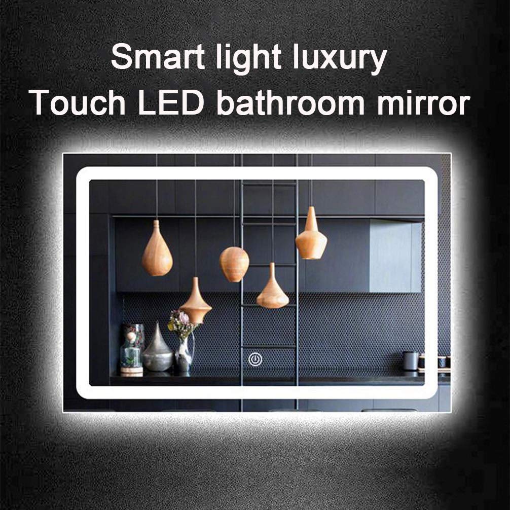 Inteligentne lusterko kosmetyczne LED 220 V, 80 x 130 cm, dwukolorowe światło, wielofunkcyjne elektroniczne odparowywanie, pozioma konstrukcja do łazienki i toalety, stylowe niezbędne akcesoria do