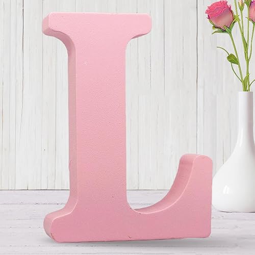 AOCEAN Letras de madera rosa de 8 pulgadas, letras de madera sin terminar para decoración de pared, letras decorativas de pie en rodajas, decoración