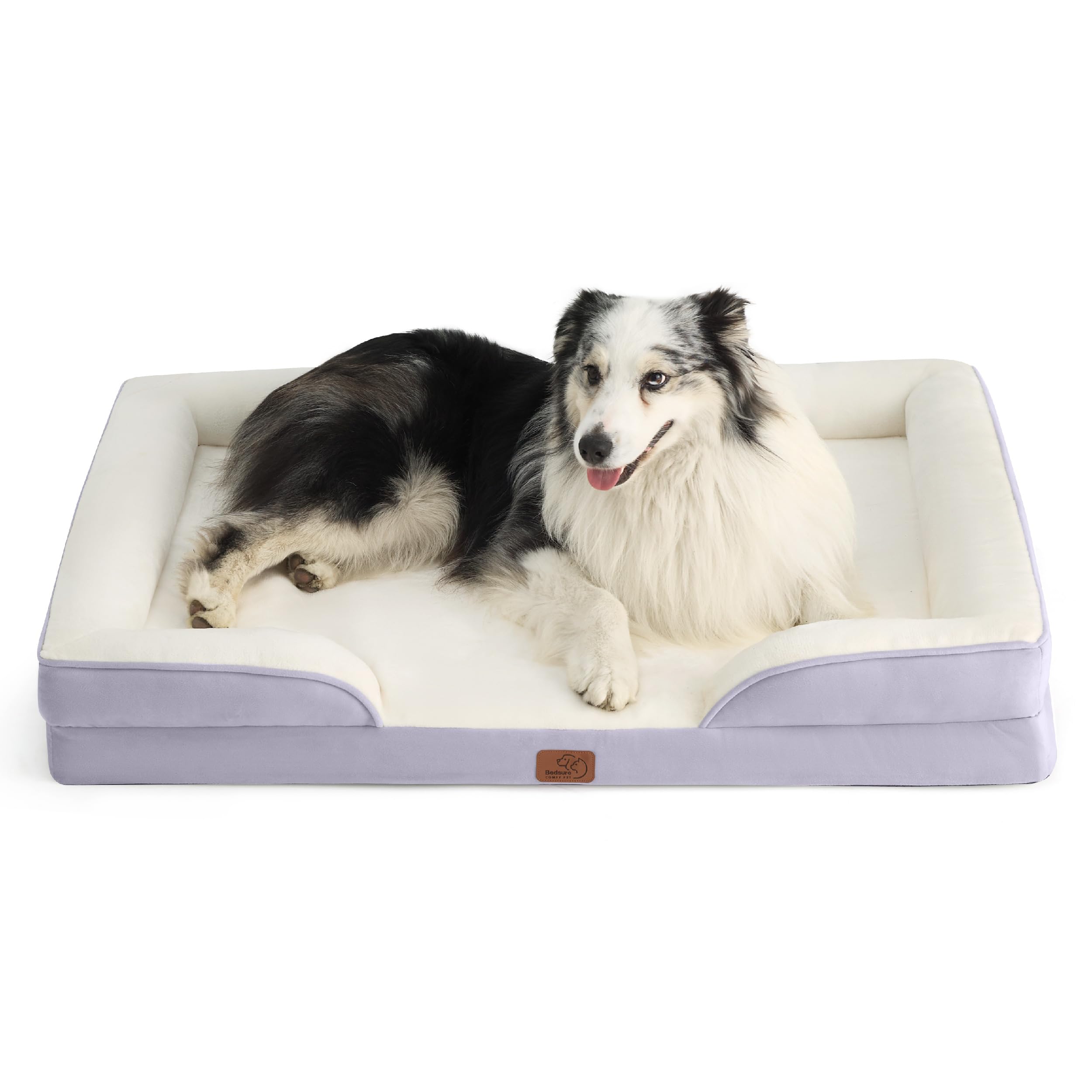 Bedsure Orthopedic Dog Bed for Extra Large Dogs - XL Washable Dog Sofa Bed Large, Supportive Foam Pet Couch Bed with Removable Washable Cover, Waterproof Lining and Nonskid Bottom, Lavender, 42"
