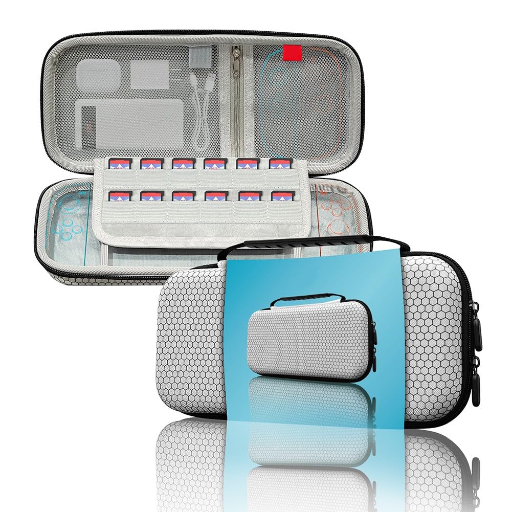 Slime Custodia per Nintendo Switch 2 (2025) con 10 slot per cartucce di gioco, EVA per protezione, 26 x 13 x 4,8 cm, design compatto da viaggio, nero/bianco