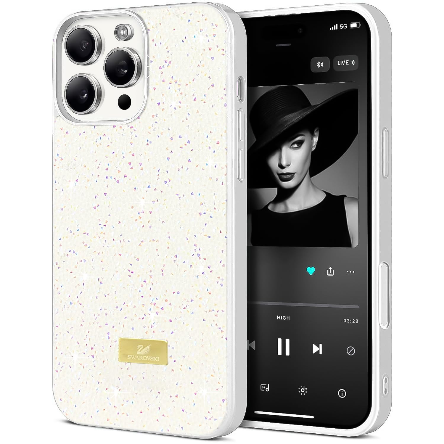 Dl3 Mobilak Case For iPhone 16 Pro Max 6.9-Inch Case Glitter, Sparkle Diamond Crystal Bling Case with Bling, Ultra Thin Lightweight Full Body Shockproof Anti-Scratch Protective Cover