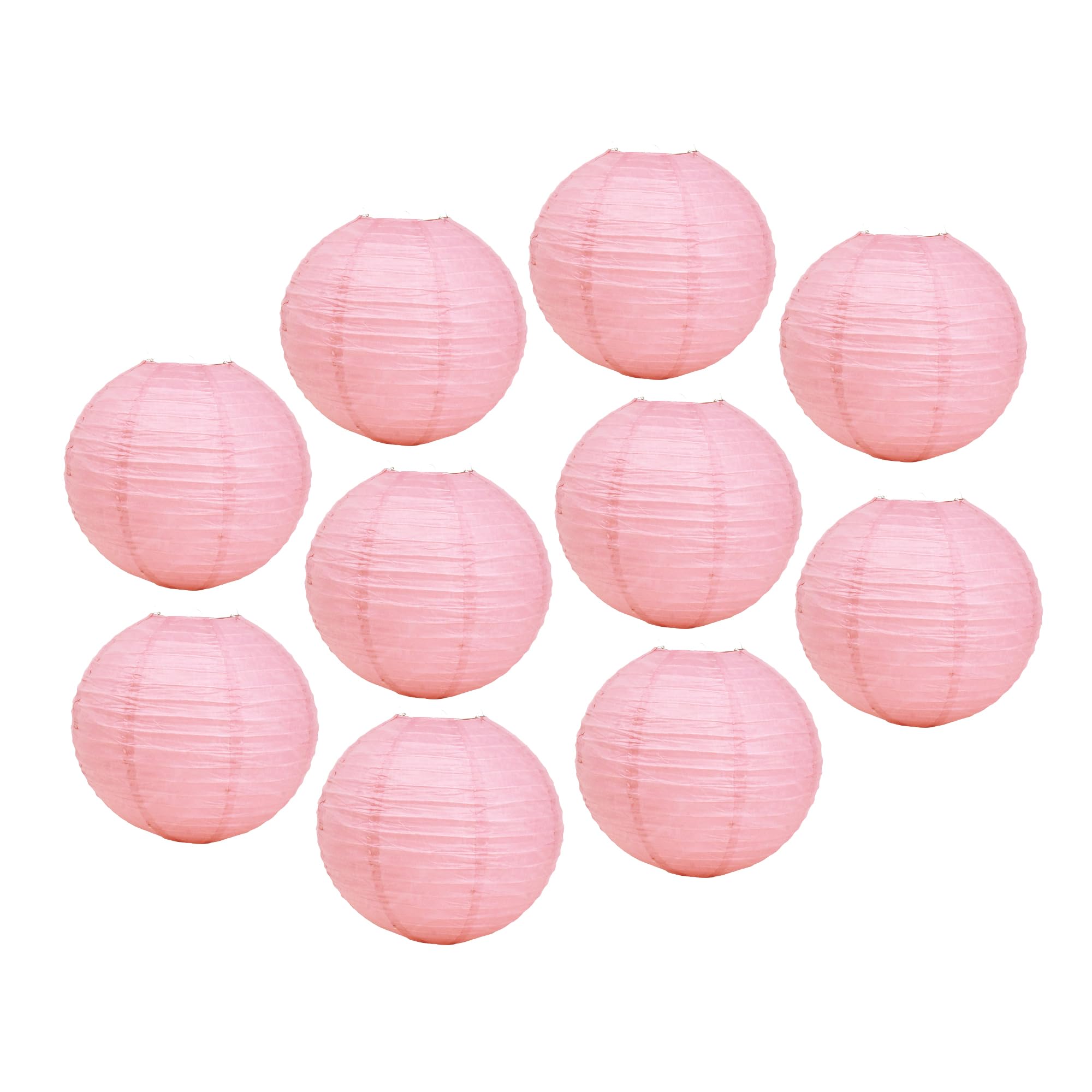 Mudra Crafts Blush Paper Lanterns Wedding Party Decorations - 12 in 10 Round Hanging Ceiling Lanterns, 10 Pack, Decorative Lamp Shades