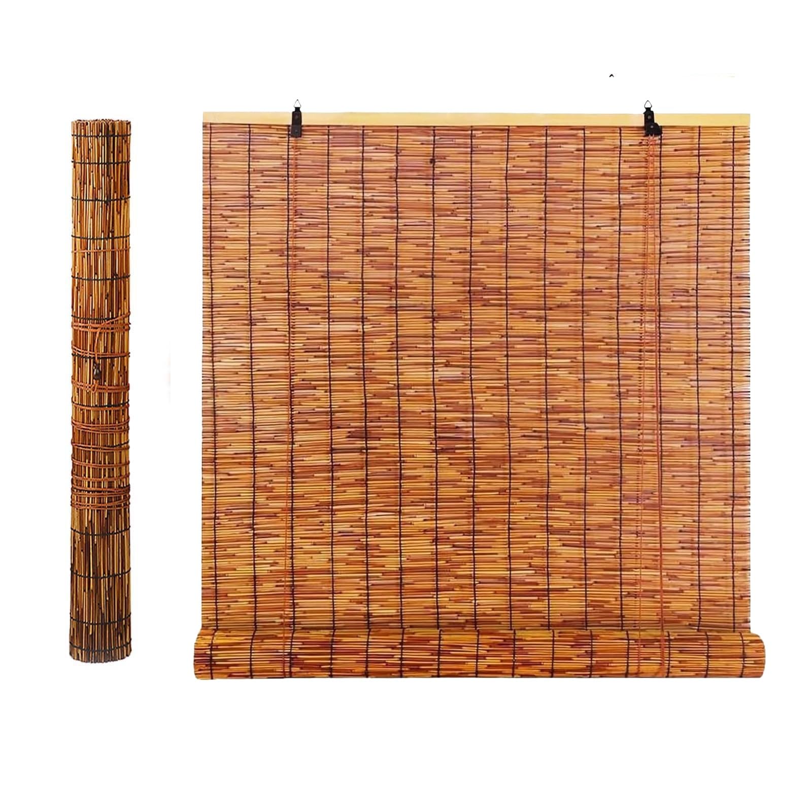 CMJYMX Vintage Bamboo Blinds For Indoor Windows, 20 24 27 39 43 47 51 55 59IN Light Filtering Roller Shades For Porch Patio, Breathable Outdoor Bamboo Roll Up(150x190CM/59x74IN(WxH))
