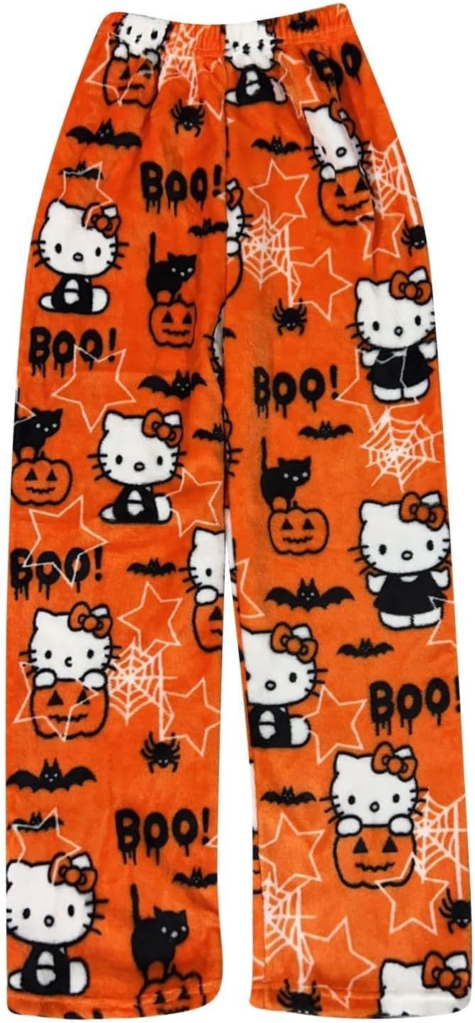 Pantaloni Pigiama Halloween In Flanella - Donna, Morbidi E Caldi, Stampa Anime Kawaii, Per Inverno - Foto 6