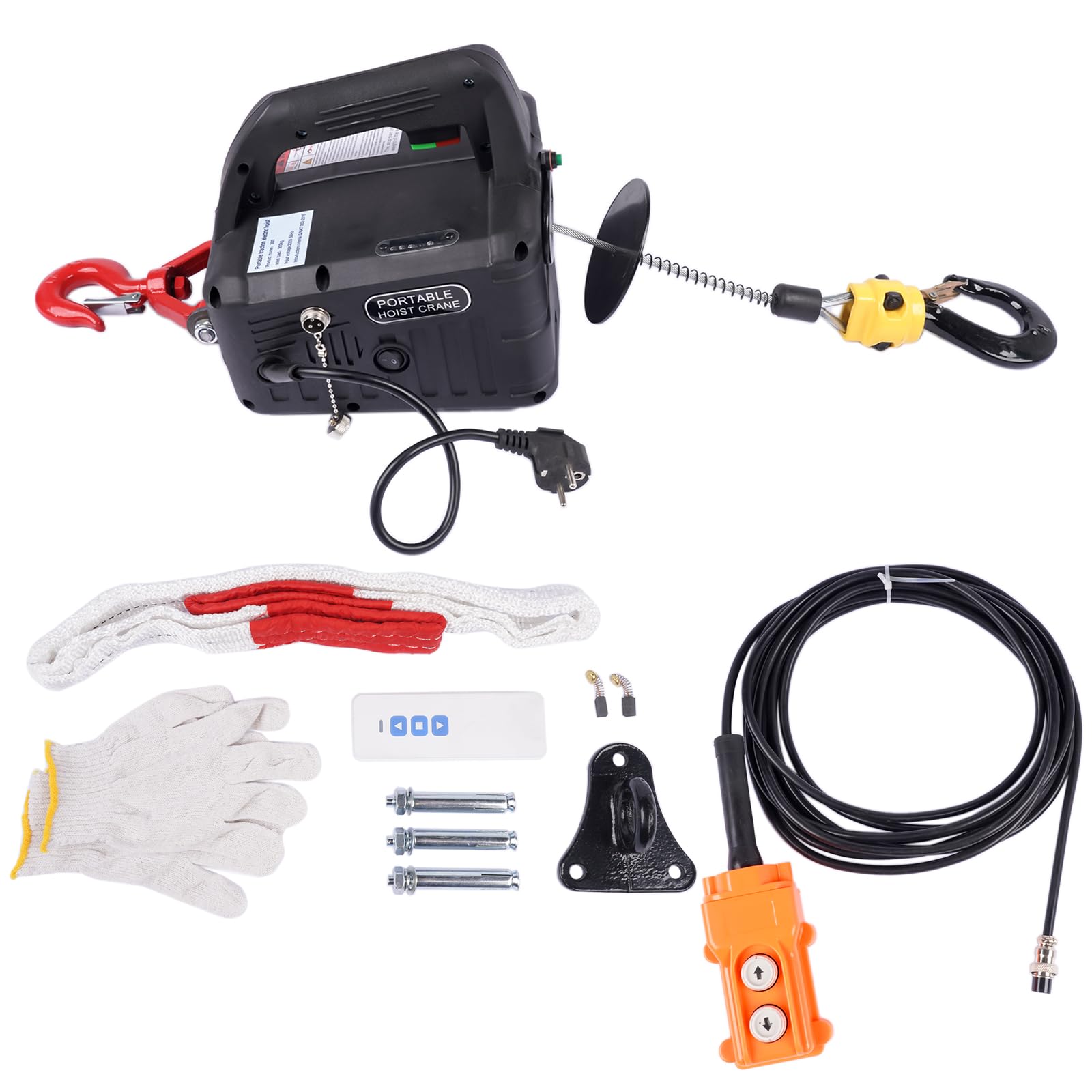 3 in 1 Paranco elettrico 1500W 300KG Argano Elettrico Portatile con finecorsa a infrarossi migliorato per Garage Magazzini Costruzione Domestica Hopzty