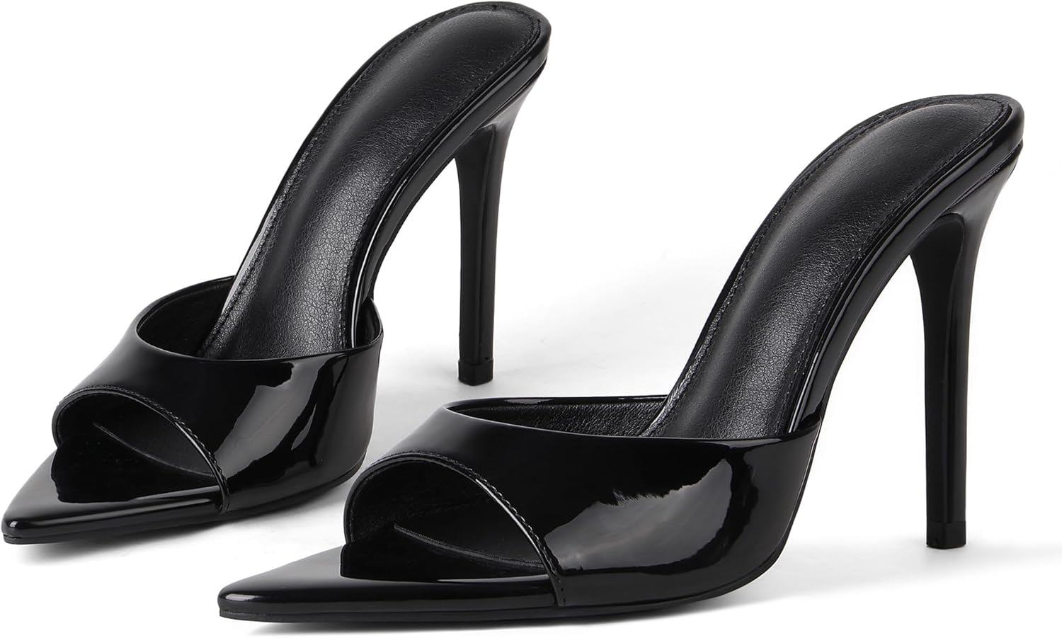 Womens Sandals Open Toe Stiletto High Heels Dress Mules Slip On Patent Leather Comfortable Shoes for Office Party Wedding Summer Sandals for Women 2026