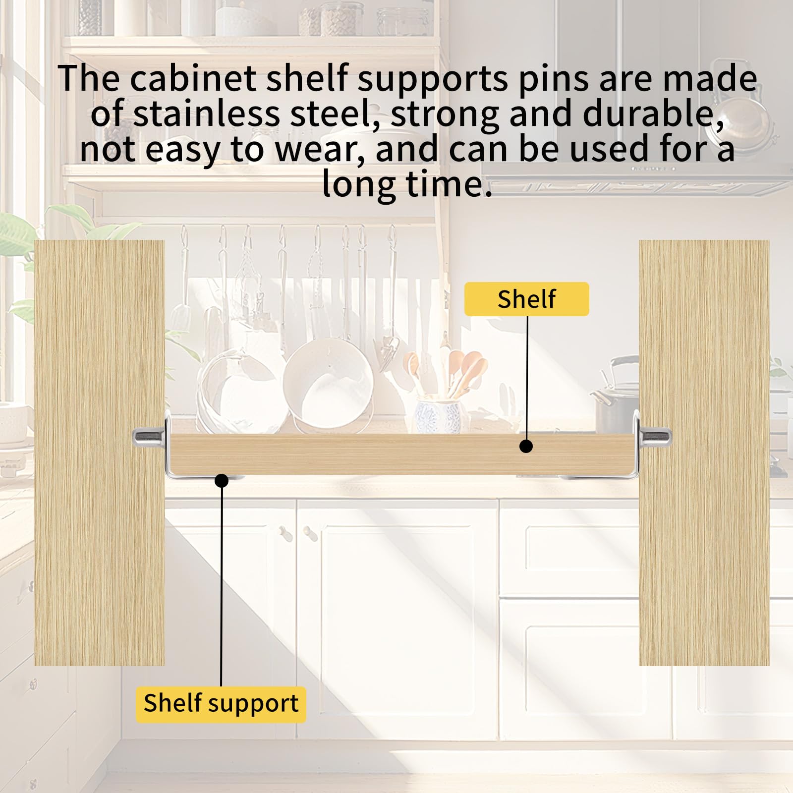30 Pieces 1/5 Inch Cabinet Shelf Pins Supports Shelf Pegs for Wood Shelves Shelf Nails Dowel Pins Heavy Duty Nail Brackets for Shelves in Cabinets Metal Shelf Clips — Amazon image 3