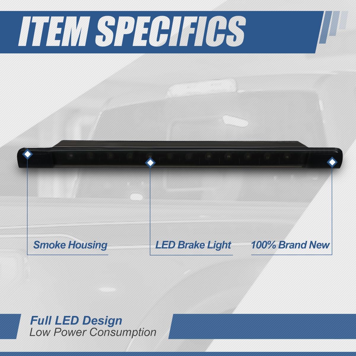 Auto Dynasty LED 3rd Third Brake Light Compatible with 2010-2016 4Runner Highlander Prius Sienna, Full LED Rear Center Lamp High Mount Stop light Tail Brake Light, Black Housing