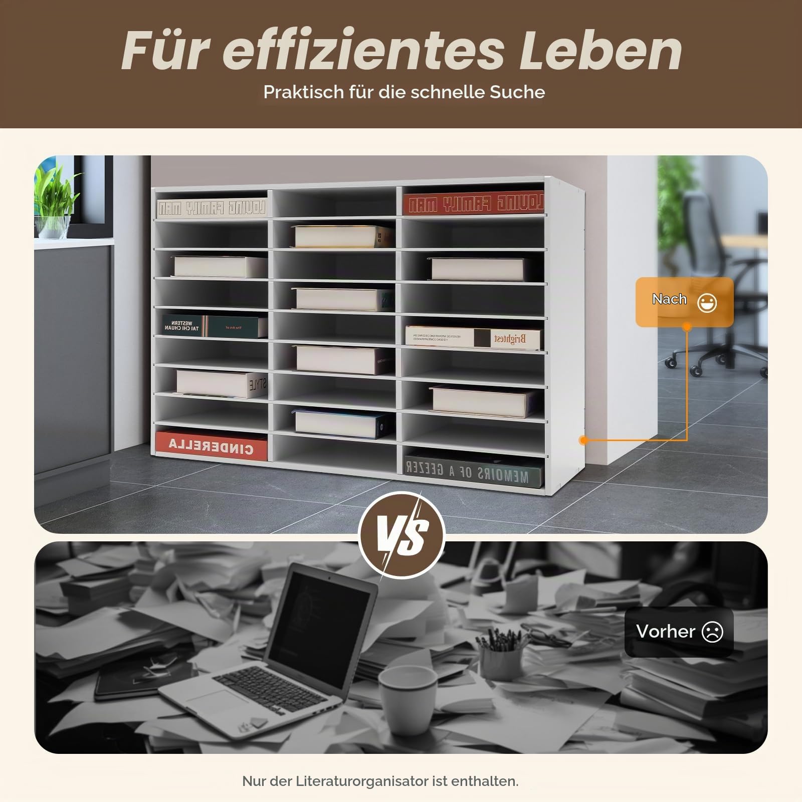 27 Fächer Dokumentenablage Schreibtisch Organizer Aktenablage PVC Aktensortierer A4 Ablagefächer Büro Organizer für Zuhause, Schule, Papier Aufbewahrung (Weiß)