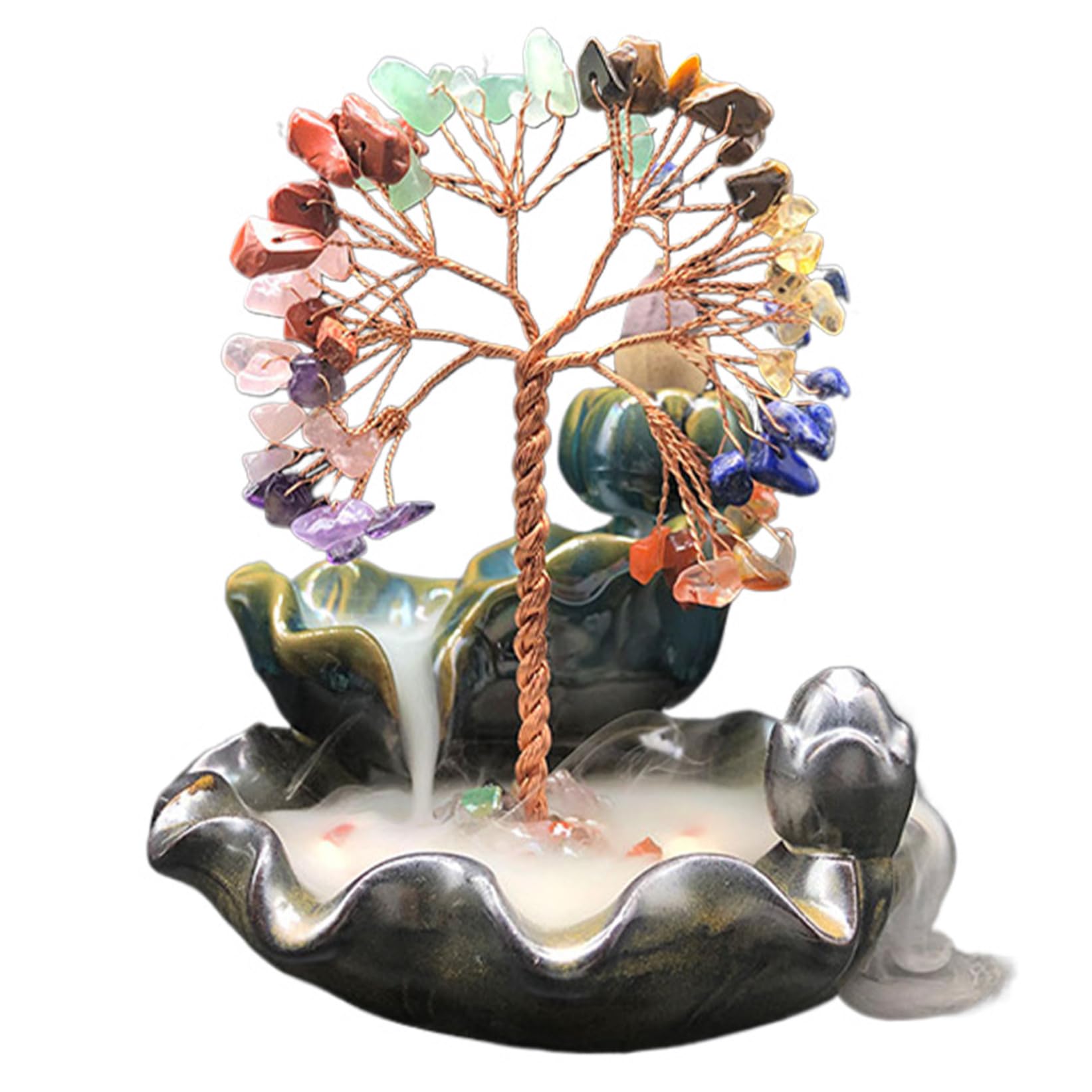 Wedhapy Incense Holder Backflow Incense Burner Crystal Tree Burner Waterfall Exquisite 4.7x3.9in Decorative Holder for Home Temple Yoga
