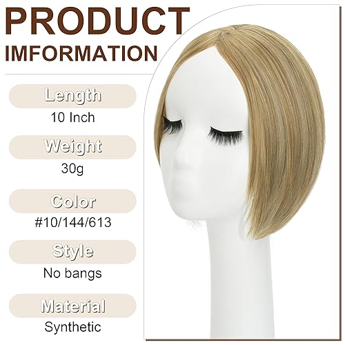 Miniatura 2 de SEGO Toppers para el cabello para mujer, pelucas sintéticas de 10 pulgadas para añadir volumen al cabello, piezas de cabello con clip, pelucas