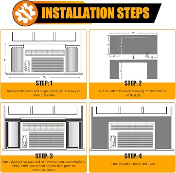 LBG Products Window Air Conditioner Side Panels,Full Surround AC Foam Panel for Indoor Window AC Units,Summer and Winter Window Seal Cover (Black)