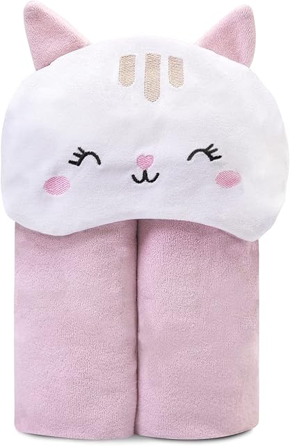 Toalha de Banho Mami Bichus Forrada com Capuz Bordado, Papi, Rosa, 90cmx80cm 01