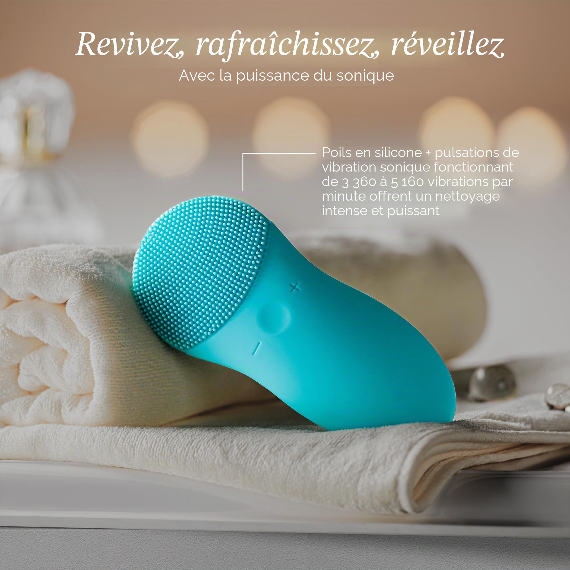 Project E Beauty Cleo+ Sonic Brosse nettoyante pour le visage | Nettoyage quotidien | Exfoliation douce | Nettoyant visage portable sans fil | Silicone souple imperméable