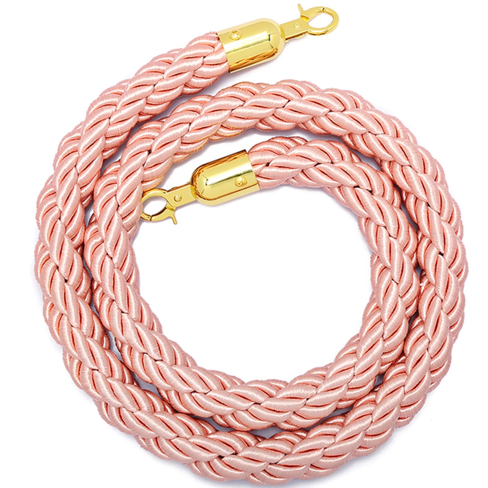 Generico Barriera di Sicurezza con paletti e Ganci in Oro Rosa - Corda in Canapa da 1,5 m per Il Controllo della Folla, Linea di Sicurezza per paletti, Chiusura a Scatto Lucida, Soluzione Durevole PE