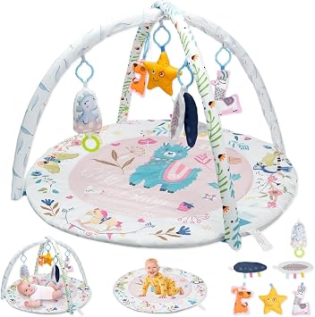 Baby Play Mat, Baby Gym Play mat 0-12 Months,Baby Play Gym for Girl,Baby mats for Floor Play, Llama Theme