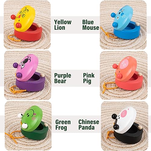 Miniatura 2 de 6 castañuelas de madera para dedo, diseño de animales lindos para niños, instrumentos musicales, castinette ritmo, juguetes para niños DOXISHRUKY