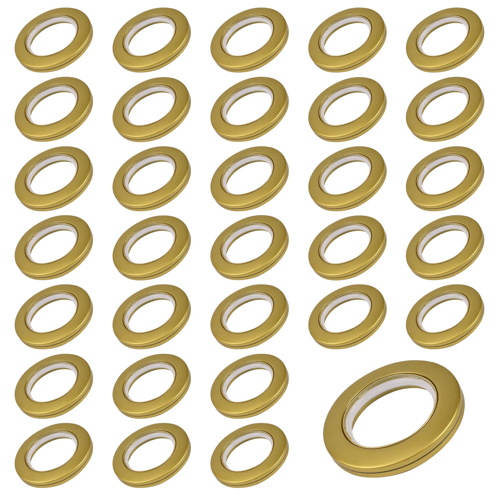 INCREWAY 32Pcs Curtain Grommets, 42mm Inner Diameter ABS Plastic Low Noise Roman Ring Curtain DIY (Gold)