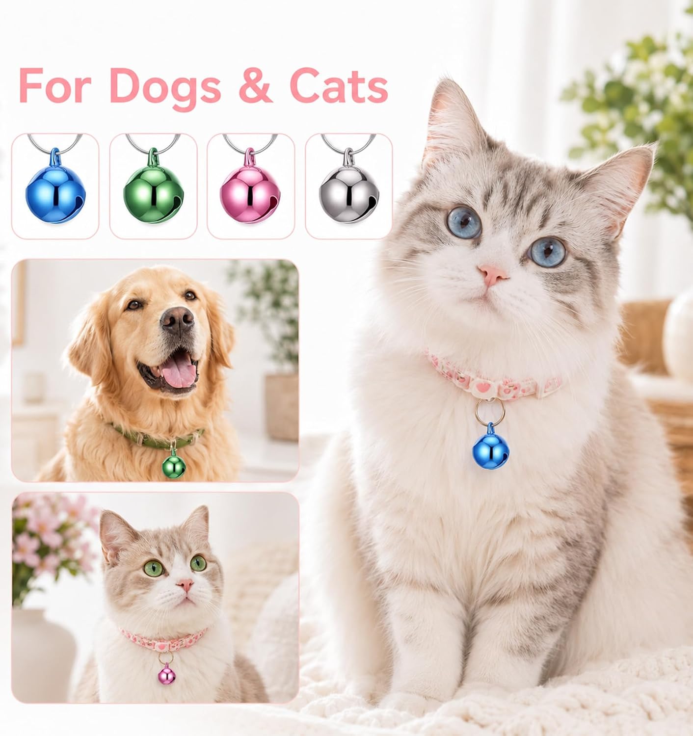 4 Pcs Small Bell for Dog Collar, Bell for Cat Collar, 4 Assorted Colors image 5