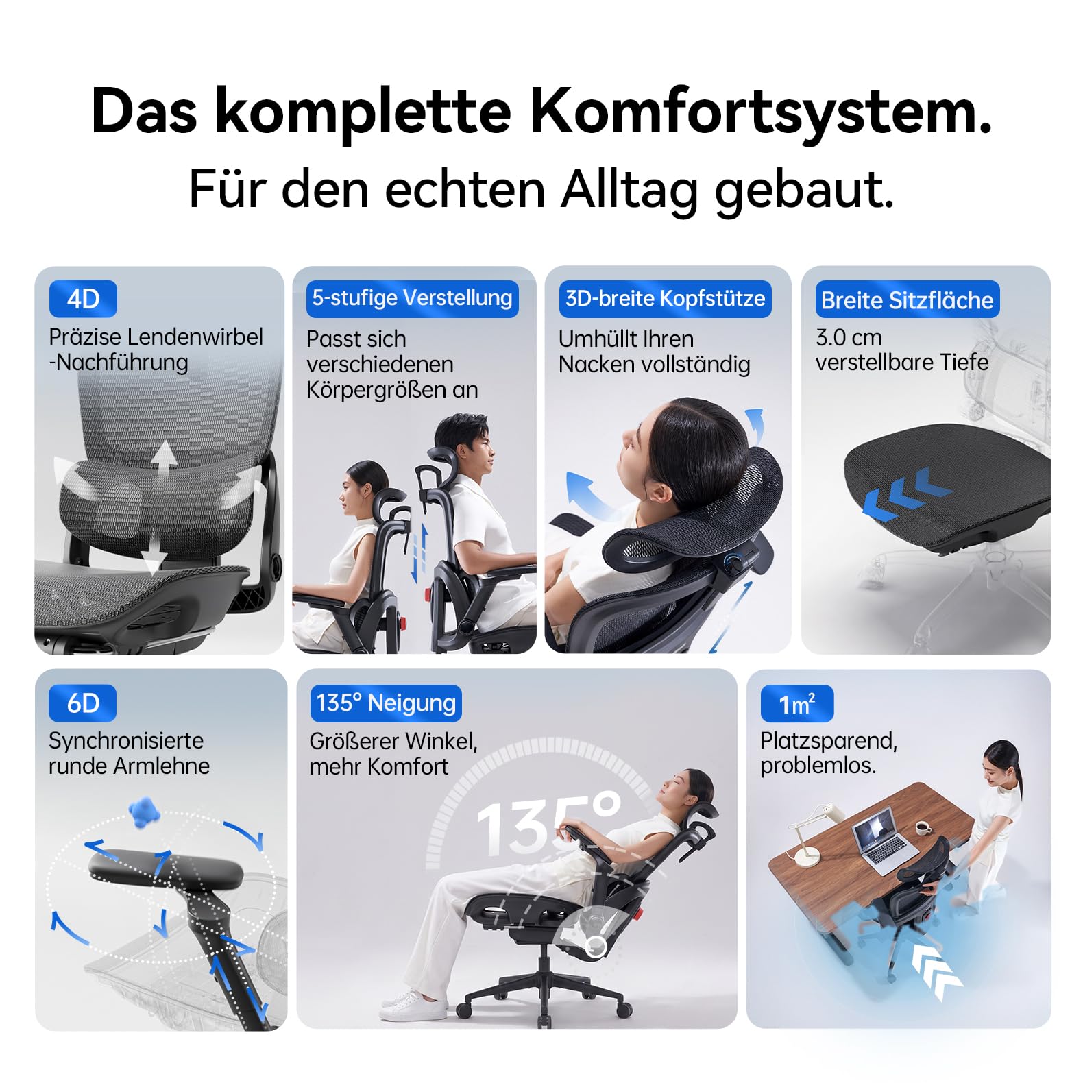 SIHOO B300 Pro Bürostuhl Ergonomisch, Stuhl mit Adaptive Lendenwirbelstütze