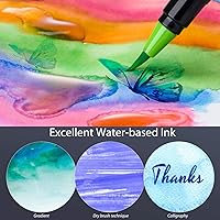 Vista 4 de Ohuhu 24 Colors Watercolor Brush Markers + 60 Primary Colors Coloring Marker Dual Tips (Brush tip & Fine tip)