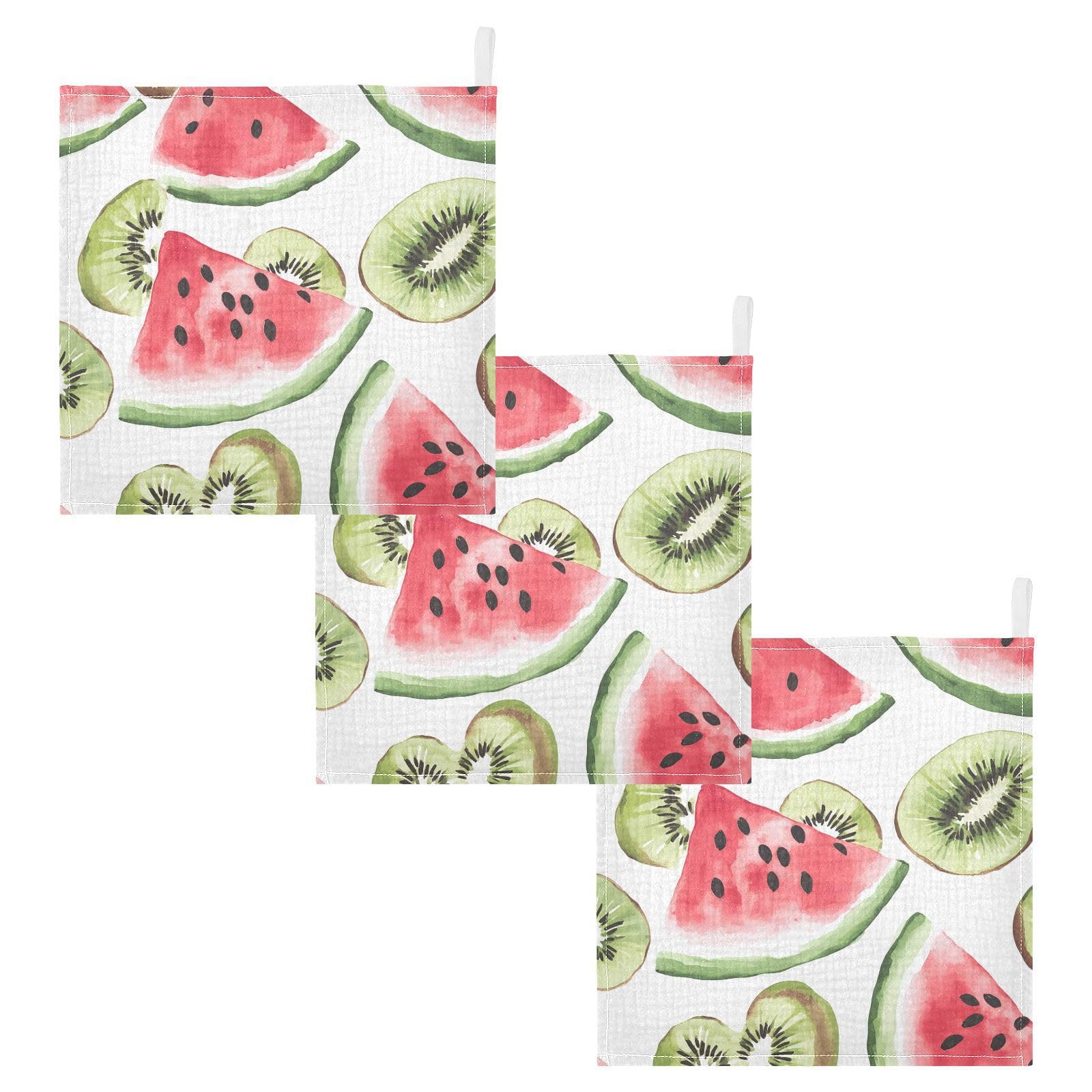 YETTASBIN Watermelon Muslin Baby Hand Washcloths Soft Cotton Bath Face Towel 4 Layers Extra Absorbent Feeding Burp Cloth