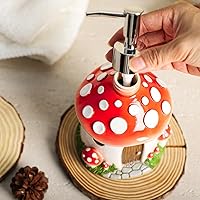 Vista 6 de Dispensador de jabón en forma de hongo de resina con bomba de plástico, botella de jabón de loción corporal, dispensador de jabón de manos