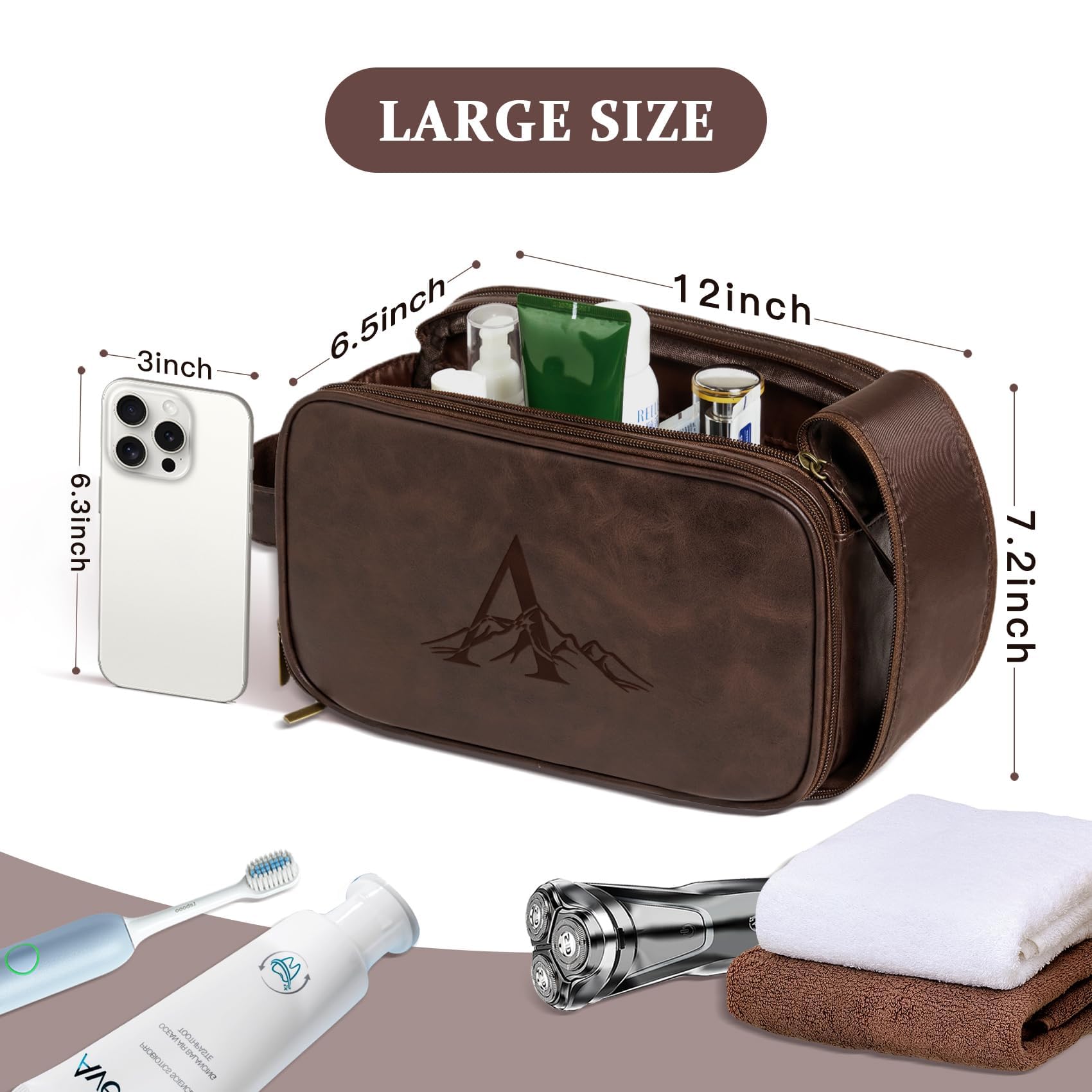 Janhavi Personalized PU Leather Travel Toiletry Bag