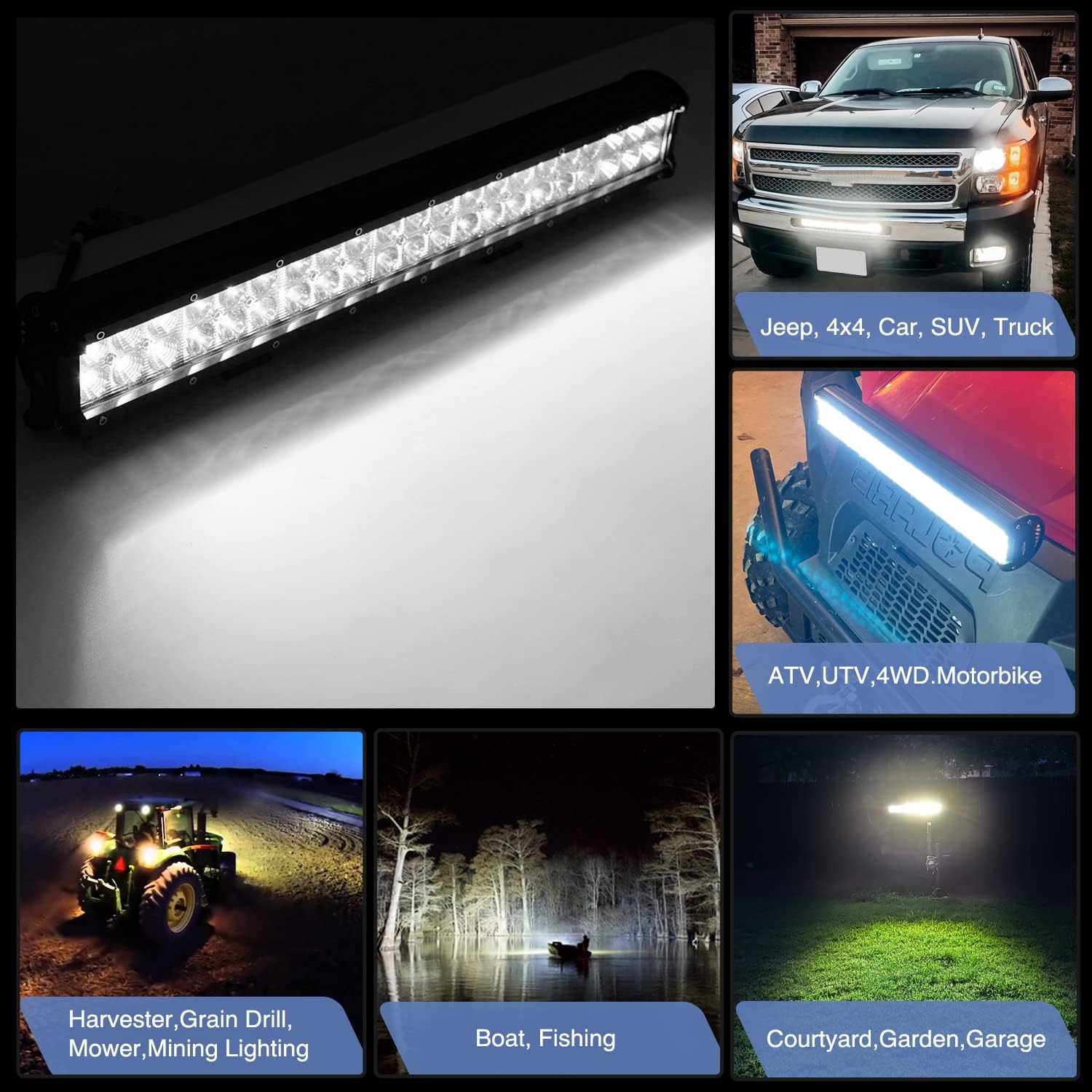 GOOACC 20 Inch 126W 11340LM LED Light Bar Spot Flood Combo Boat Lighting Off Road Lights with 12V 5Pin Rocker Switch Wiring Harness kit for Truck Jeep Golf Cart, 2 Years Warranty