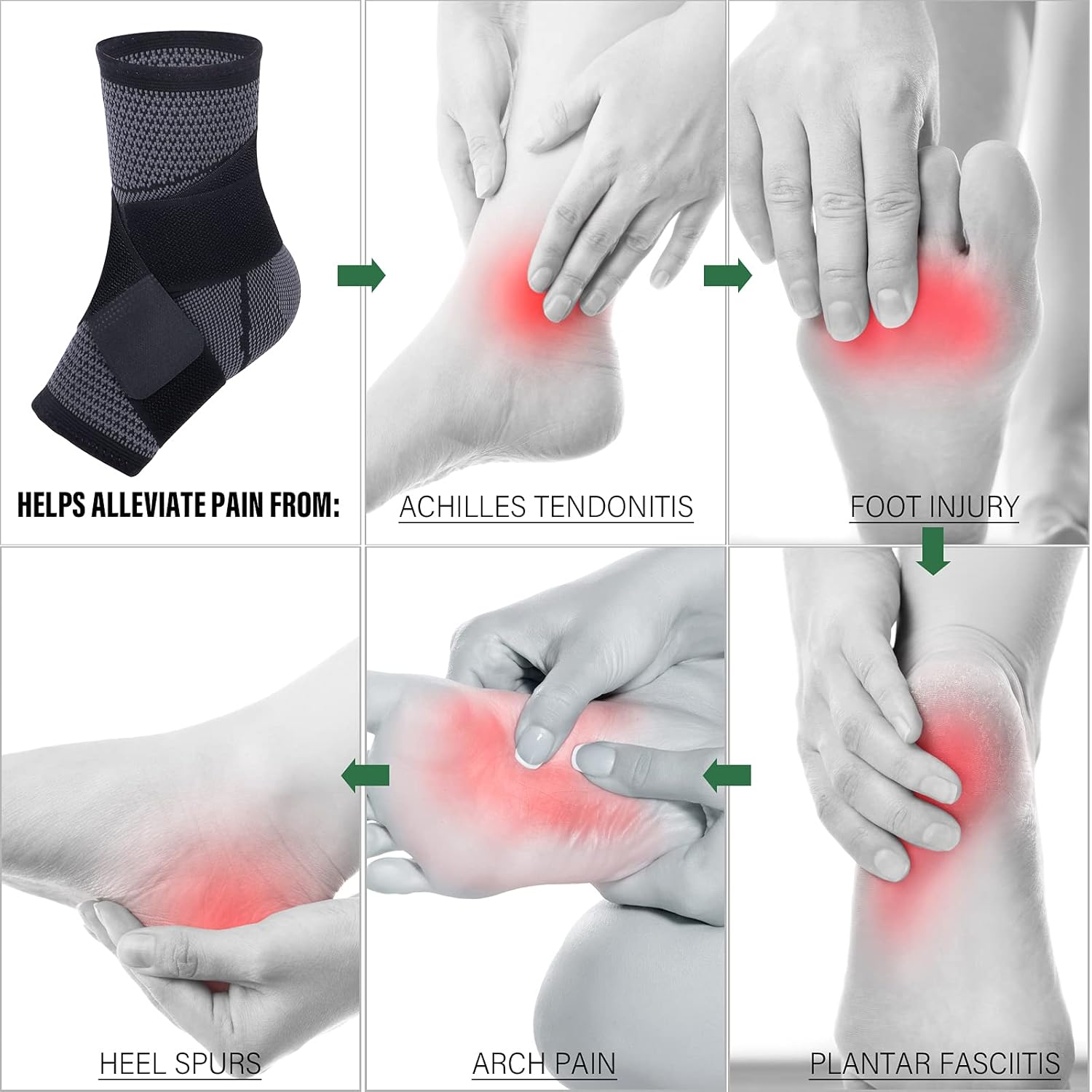 Ankle Braces, Adjustable Compression Ankle Support Men & Women for Injury Recovery, Achilles support and Strong Ankle Brace Sports Protection, Stabilize Ligaments-Eases Swelling and Sprained Ankle : Health & Household