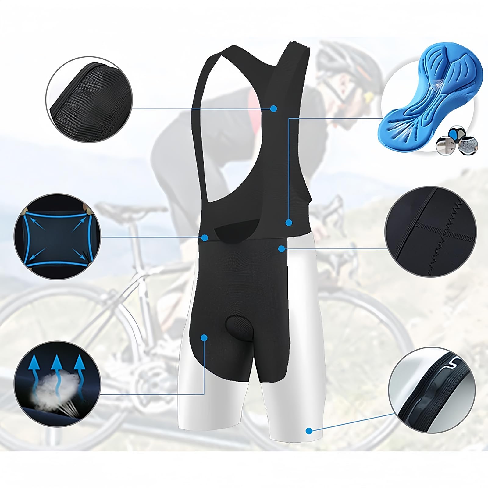 Ensemble Maillot de Cyclisme pour Homme, Vêtements Velo Été Tenue Cycliste Manche Courte et Cuissard À Bretelle avec 9D Coussin Gel