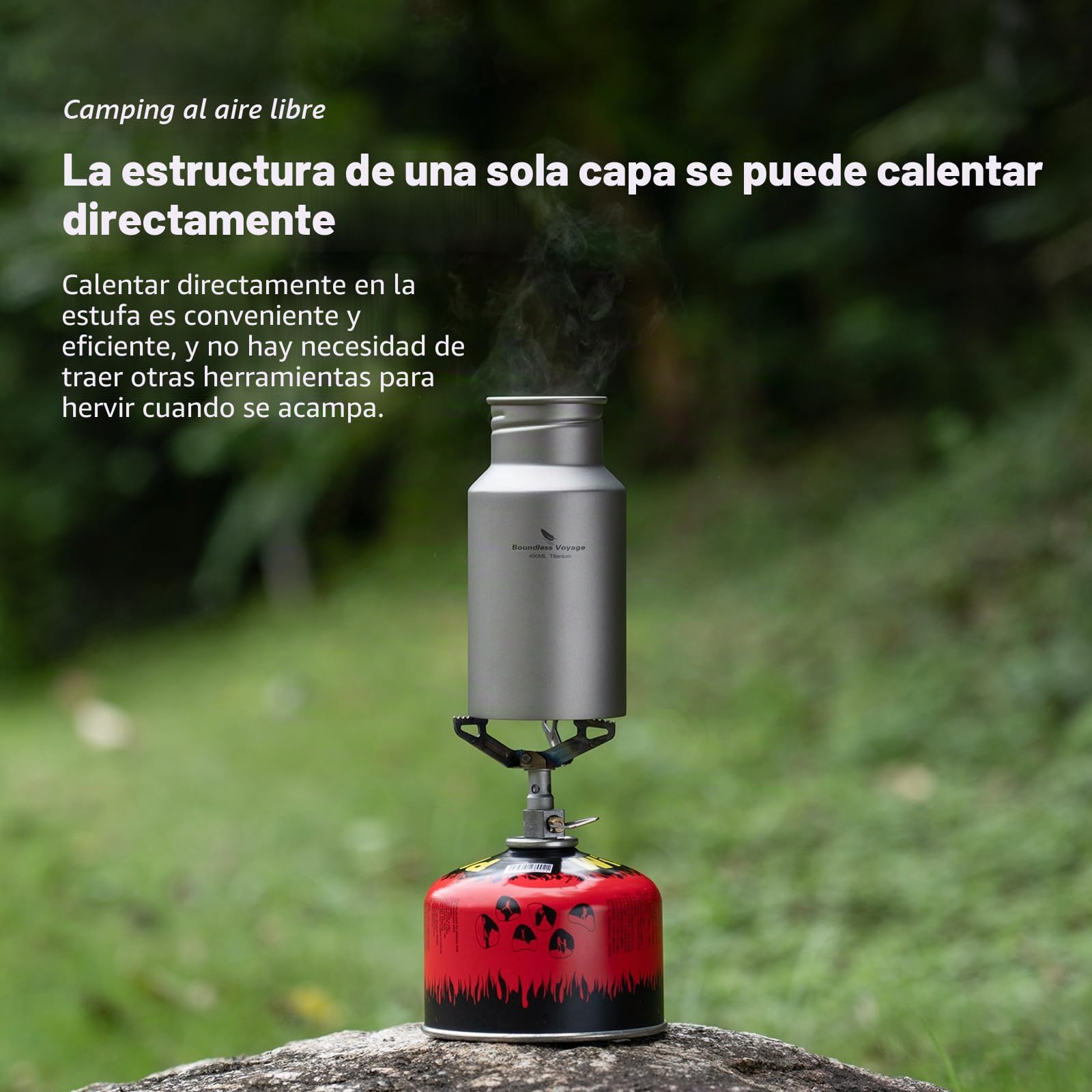 iBasingo Botella de agua de titanio de 750 ml, botella de agua de una sola capa, botella de agua de metal de boca ancha, a prueba de fugas, deportes, ciclismo, senderismo, picnic, escalada, correr, té