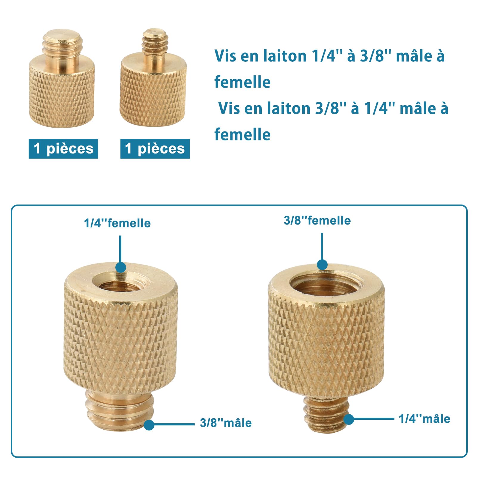 UTEBIT 22 PCS Vis Adaptateur Caméra 1/4" à 3/8" Adaptateur de Vis pour Trépied, Appareil Photo, Accessoires Trépieds et Monopods, Rotule, Flash, Plaque de Fixation Rapide