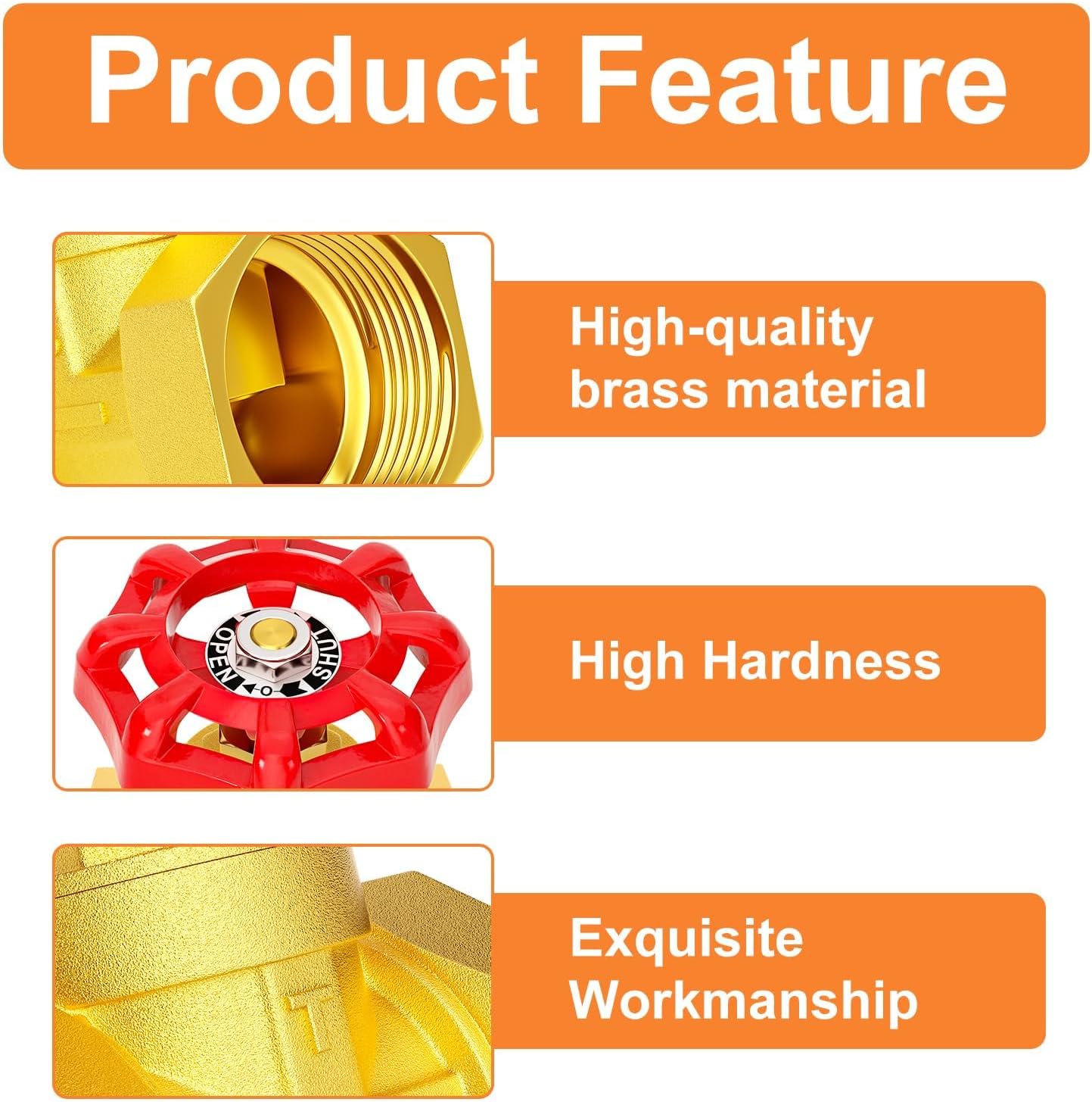 GASHER Brass industrial Globe Valve, DN50 2" Female with Wheel Handle, Heavy Duty Globe Valve Tool For Water, Oil, Gas 1Pc