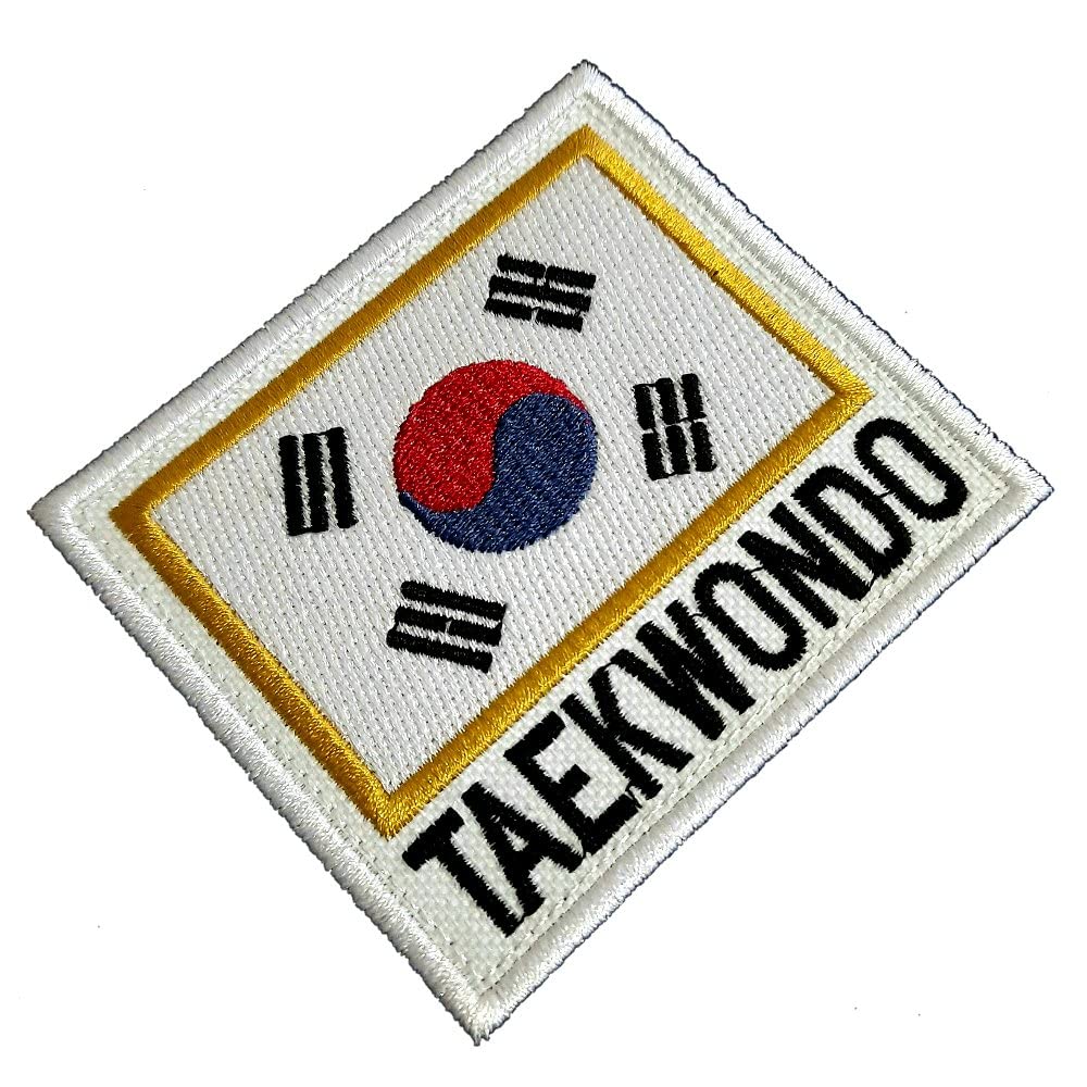 BR44 AM0257T01 - Taekwondo South Korea Flag Embroidered Patch to Uniform, Kimono, Iron or Sew