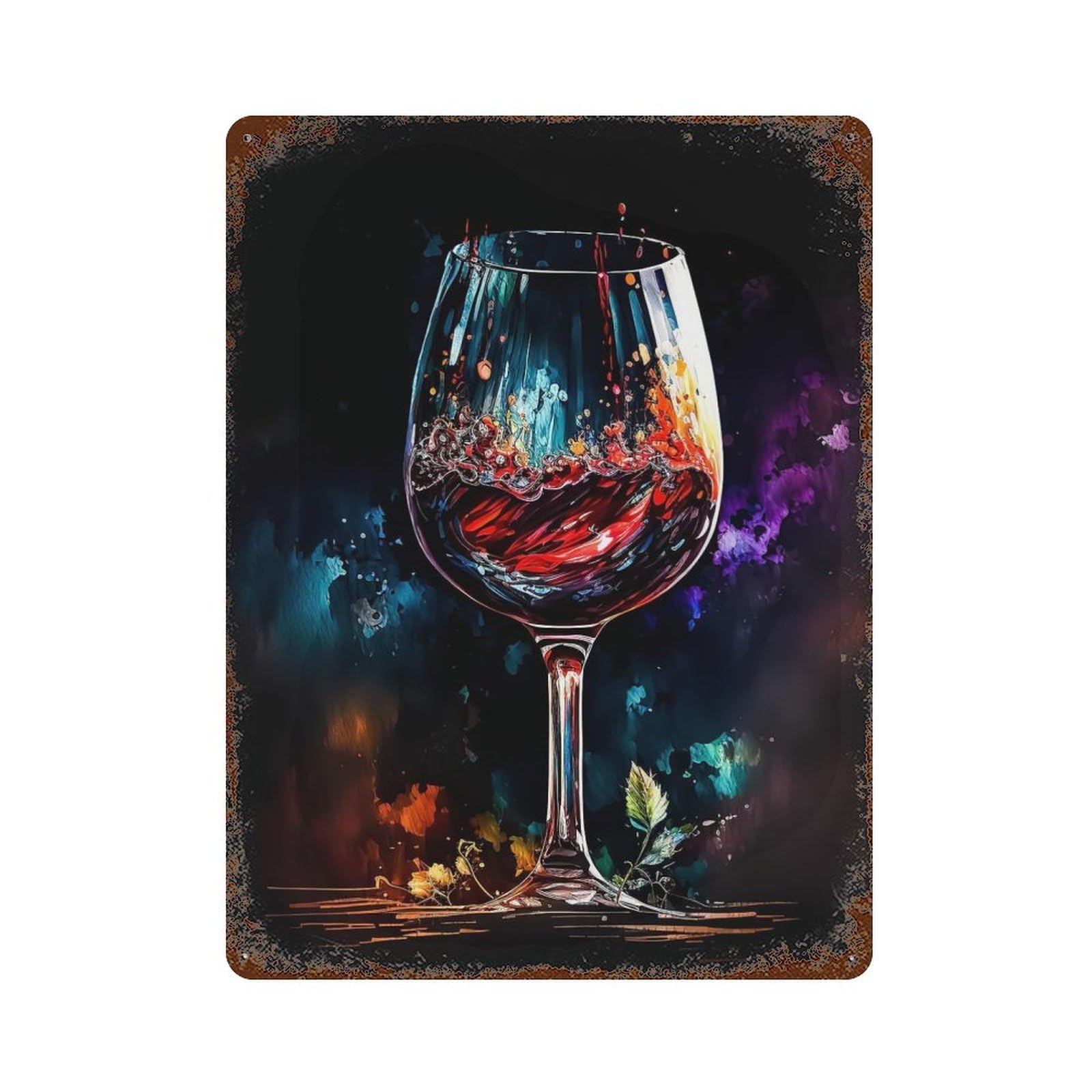 Rust Effect Cocktail Drink Aged Metal Wall Plaque 15.7"x11.8", Farmhouse Wall Decor for Office, Studio And Wall Decor