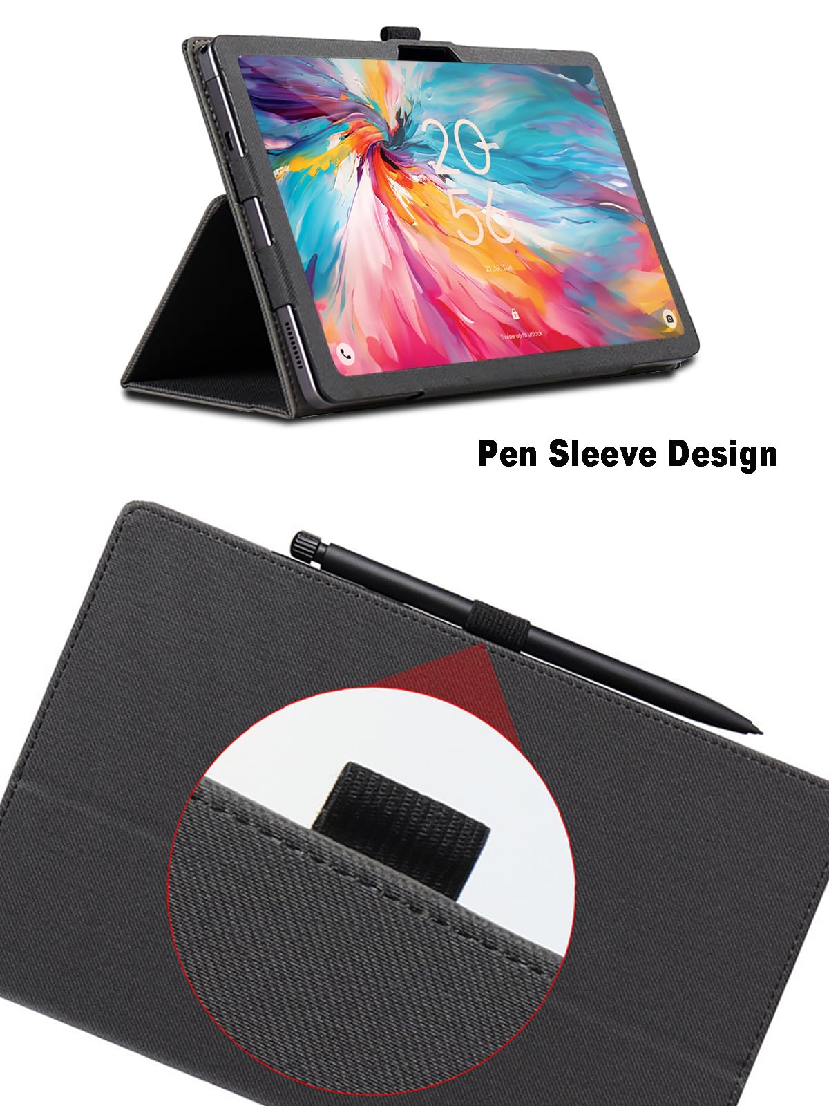 Custodia In Pelle A Libro Per TCL TAB 10 Gen 2, NXTPAPER 5G, TAB PRO 5G, TABMAX 10.4, Con Supporto