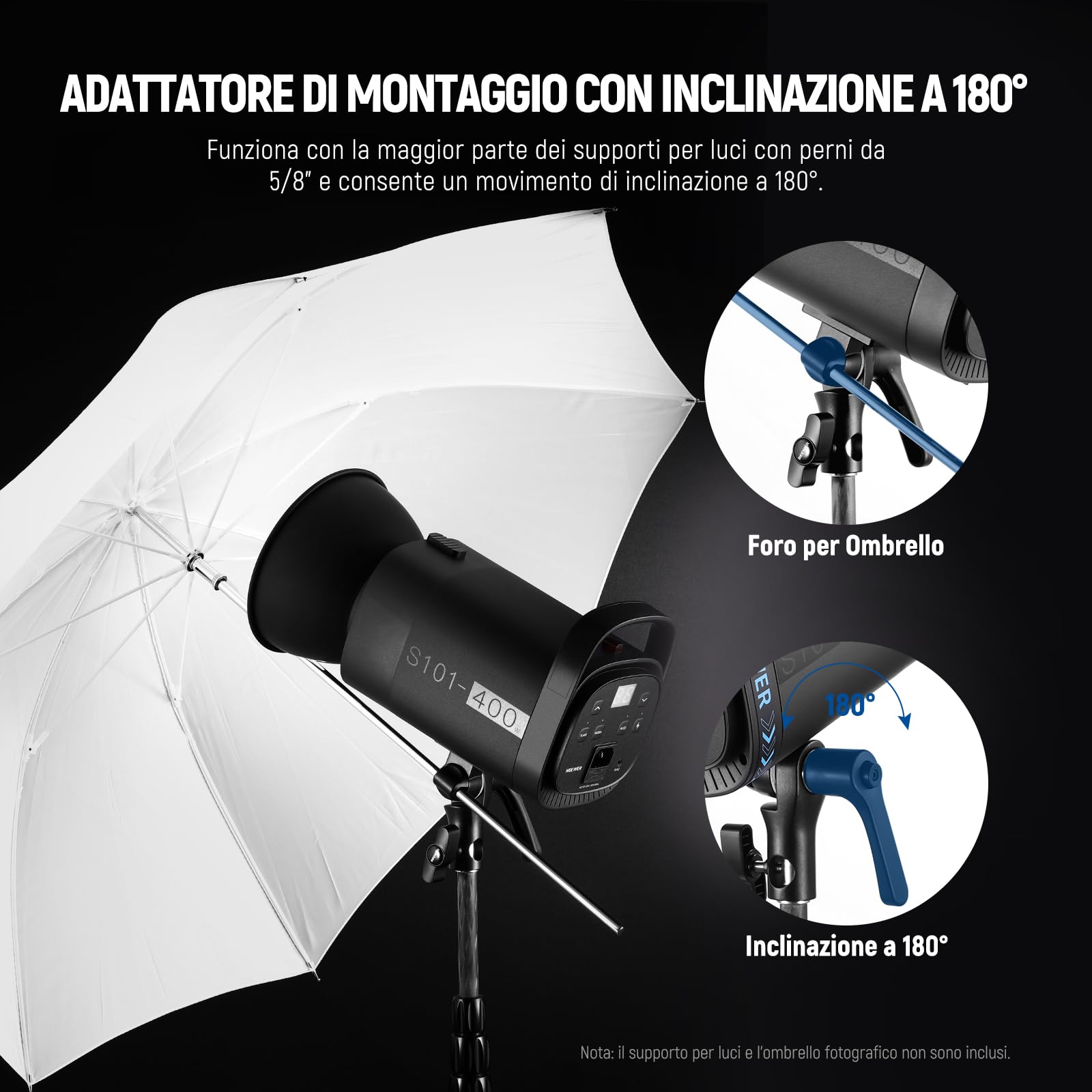 NEEWER Kit Flash Monoluce da Studio 800W (2pz), Luce Strobo S101-400W 5600K con Lampada Pilota 150W/Attacco Bowens/Softbox/Stativo/Riflettore/Trigger RT-16/Borsa per la Fotografia di Prodotti Ritratti