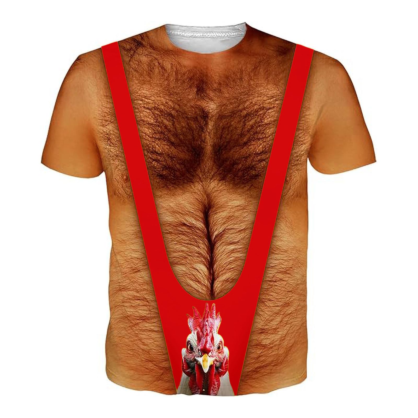 Muscle Shirts Men's Funny Shirt Outdoor Carnival Costume Unisex Beer Costume Round Neck Ugly T-Shirts with 3D Sexy Print Running Shirt Muscle Fancy Dress Costumes, O Red, XXL