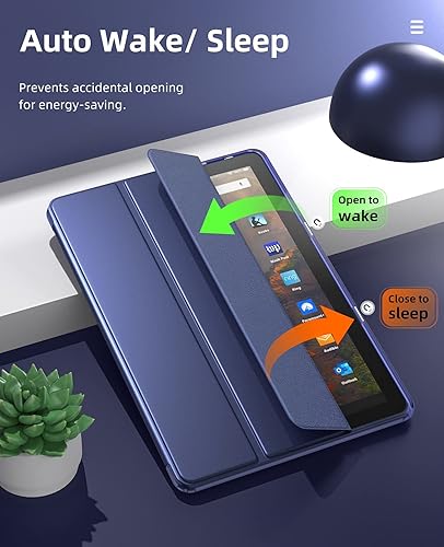 Miniatura 7 de MoKo - Carcasa para Kindle Fire HD 10HD 10 Plus 2021 Release, TPU suave translúcido esmerilado protector de la contraportada multiángulo Smart