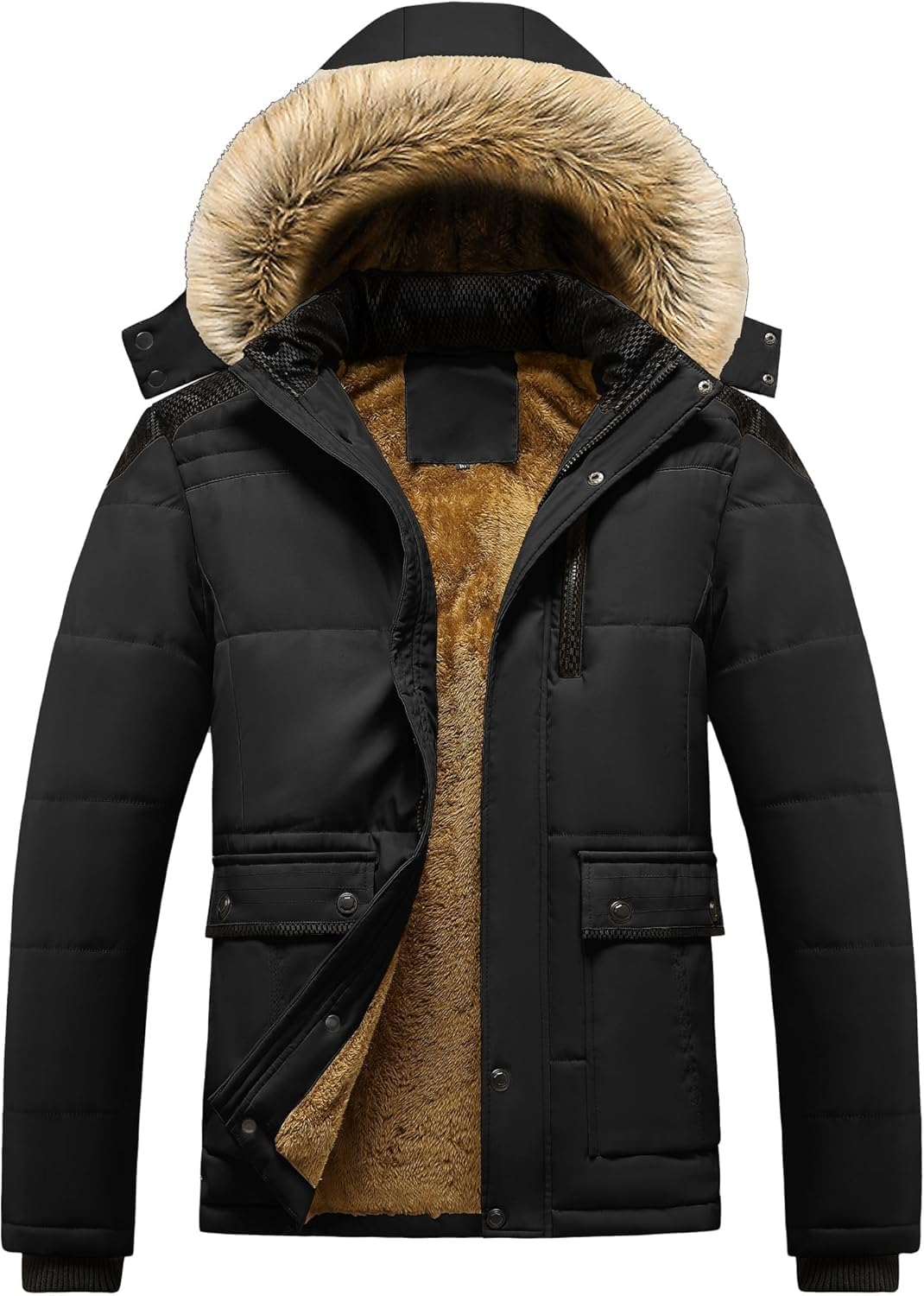 Invierno de los Hombres Cálido Campera de Esquí Forro Polar Montaña A Prueba de Viento Senderismo con Capucha Abrigo de Nieve Multi Bolsillos