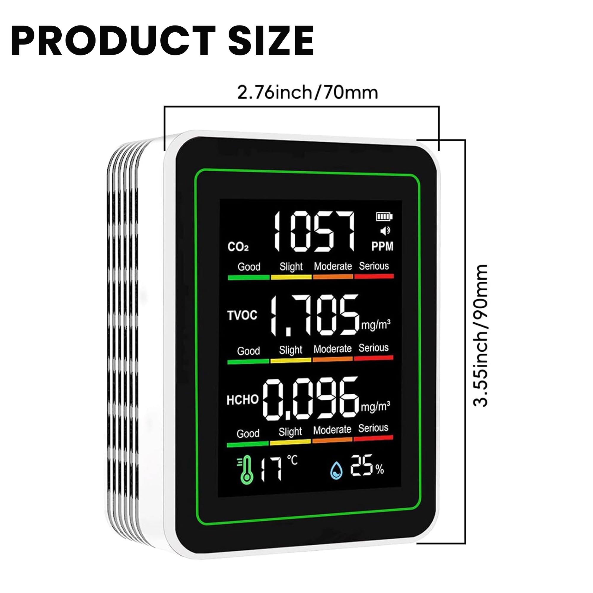 8-in-1 Indoor Air Quality Monitor, CO2 TVOC HCHO Temperature Humidity Meter — Amazon image 6