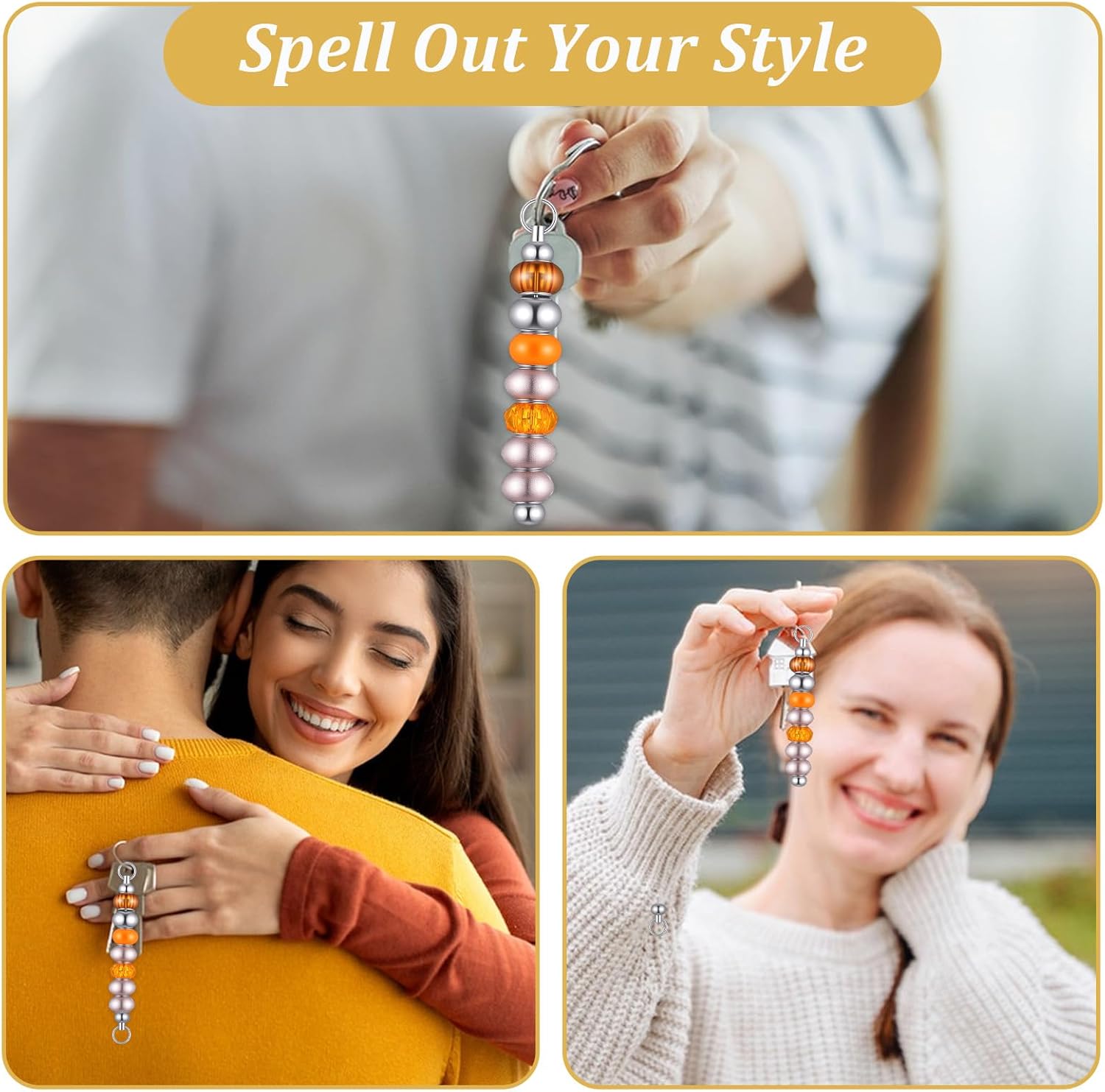 100PCS Blank Beadable Keychain Bars, Metal Beaded Keychain DIY Bead Pendant Key Chain Making Kit, Bauble Bar Bead Kit Creative Cute Crafts Jewelry Charms Supplies