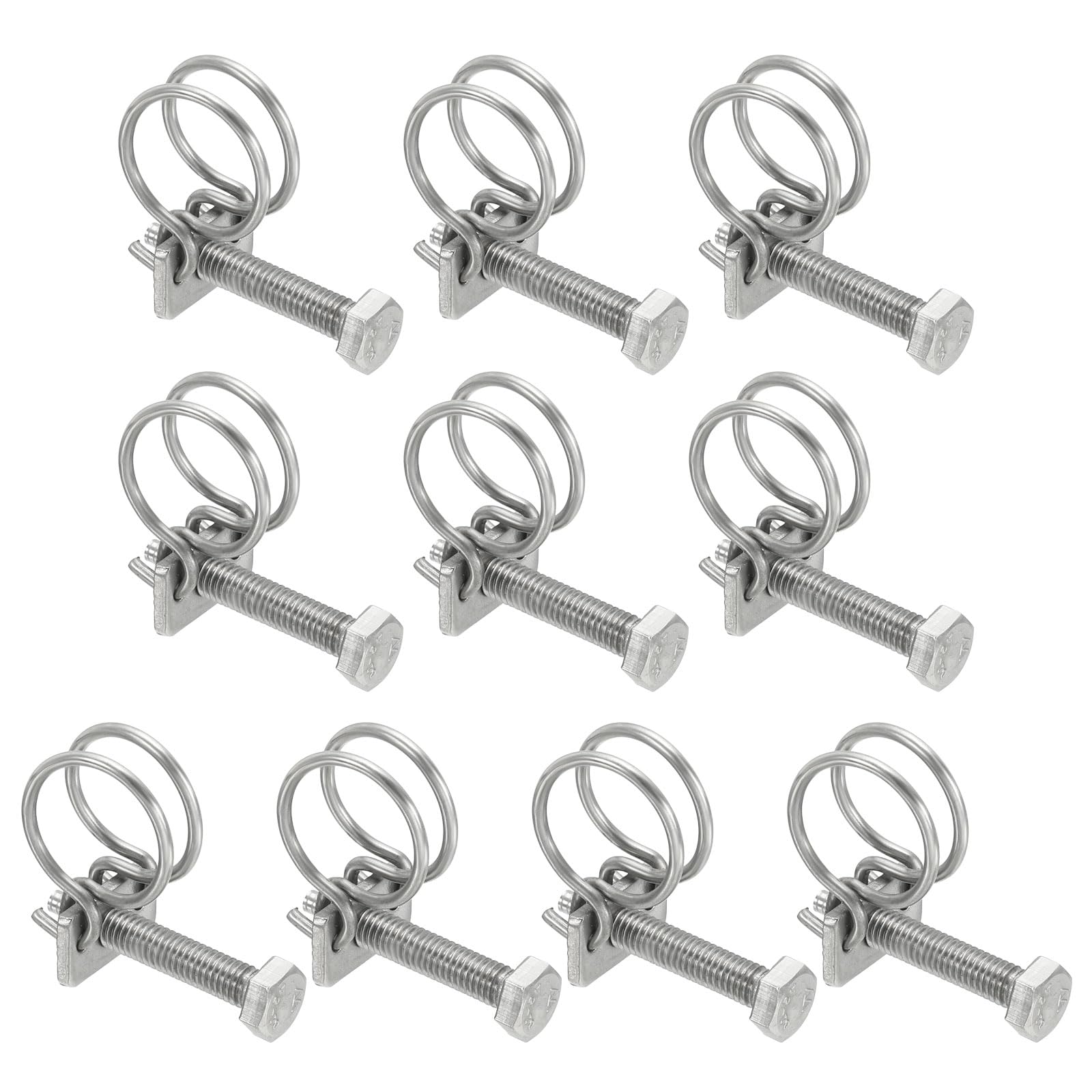PATIKIL 16-19mm Adjustable Double Wire Hose Clamp, 10 Pcs 304 Stainless Steel Wire Hose Clips Pipe Tube Clamps for Dust Collection Rubber PVC Pool