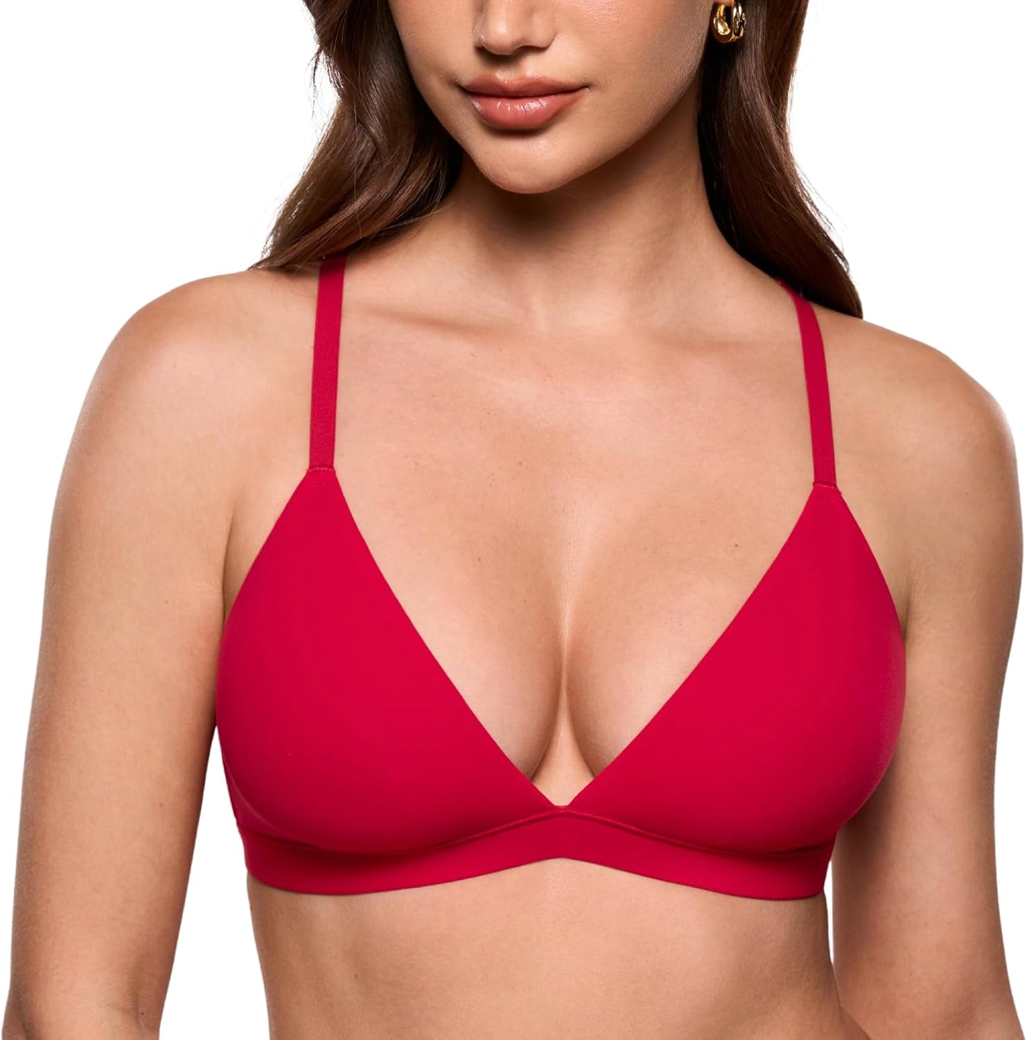 INLYRIC Women's Inbarely Soft Triangle Racerback Bralette - No Padding Unlined No Underwire Comfort Everyday Plunge Bralette - Image 2