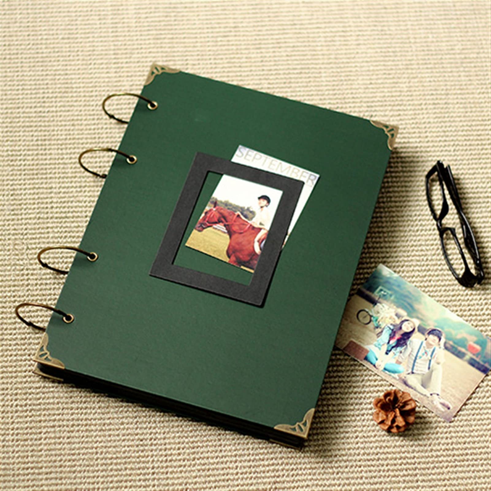 Album Fotografico A4 Dark Green Photo Photo Album Book fai da te appiccicoso dipinto a mano Memory Book Interstitial Home-Made Souvenir Book Album for famiglie for regali di compleanno Album foto