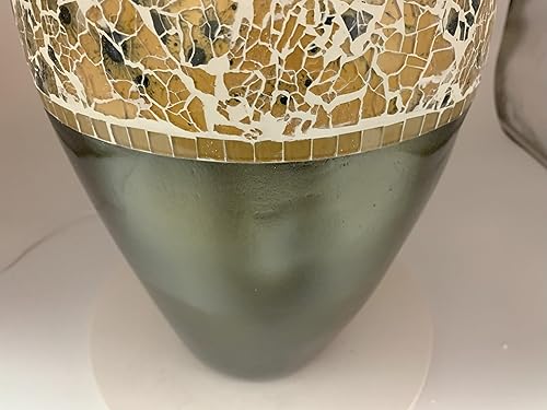 Miniatura 6 de Jarrón de mosaico de 18 pulgadas, cilindro alto hecho de latón con diente de león y piezas de mosaico de vidrio blanco, pieza decorativa hecha a