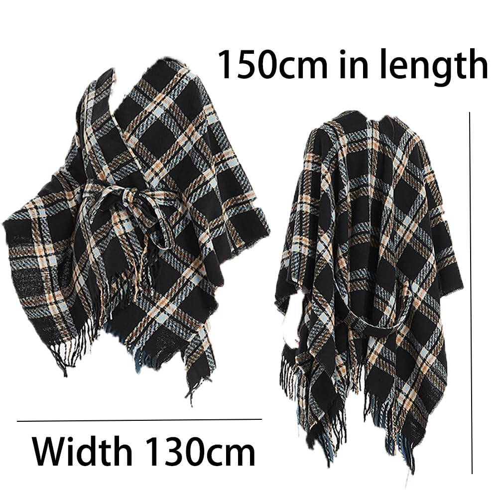 130 x 150 cm, invernale calda sciarpa a poncho, per cintura, autunno, antivento, in lana, per il collo, in cashmere, idea regalo per la mamma gattin (P1341)
