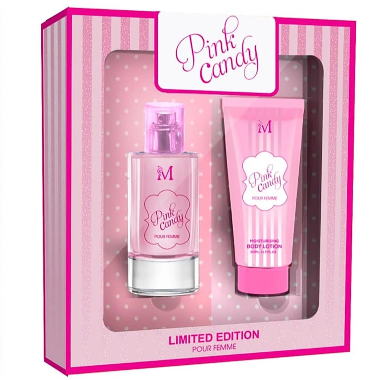 Profumo Donna eau de Parfum Pink Candy Limited Edition CONFEZIONE SET PROFUMO 50 ML + Crema Corpo 50 ML Donna kit regalo