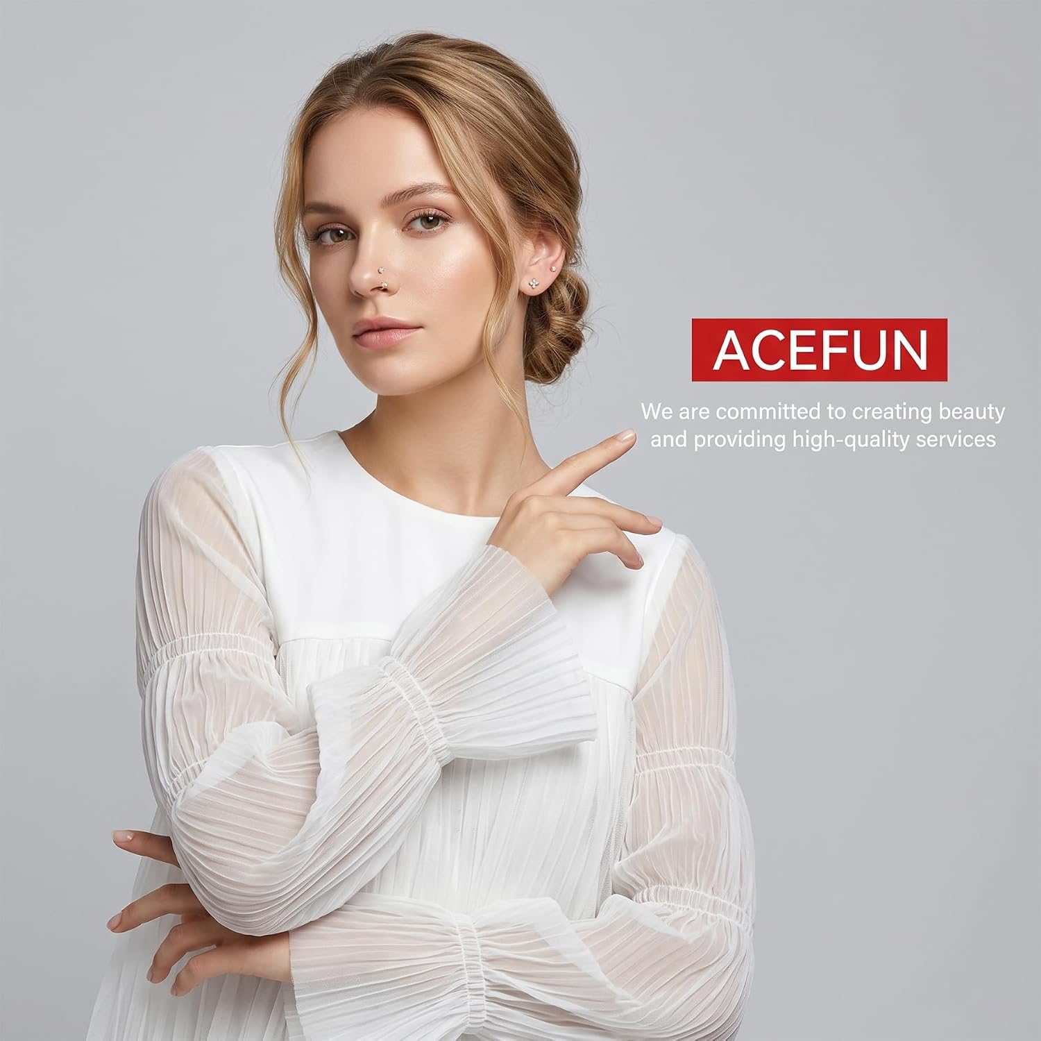 AceFun 18G Push In Nose Studs Septum Horseshoe Nose Ring with piercing taper ball grabber tool Threadless Flat Back Labret Earrings Lip Rings Nostril Piercing Jewelry Set CZ Gold Silver for Women Men